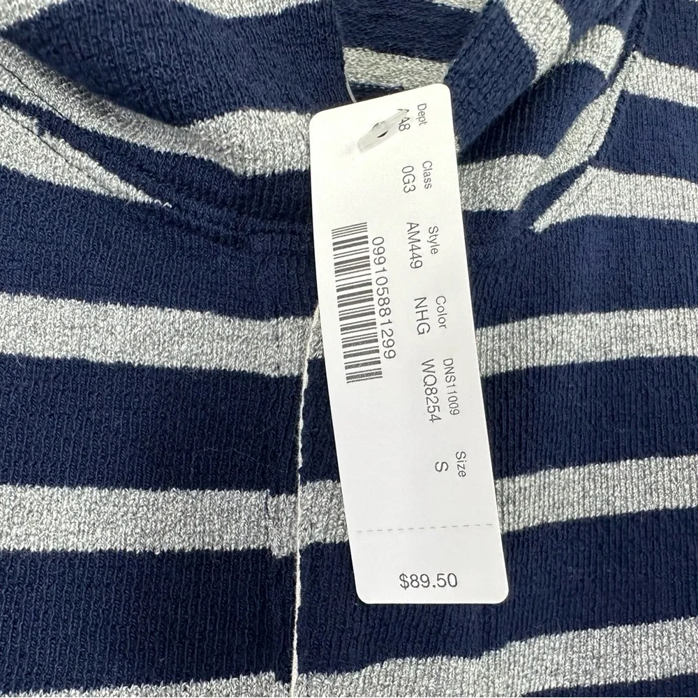 J. Crew Mens Stripe Pullover Henley Hoodie Sweater Small Blue Gray Lightweight